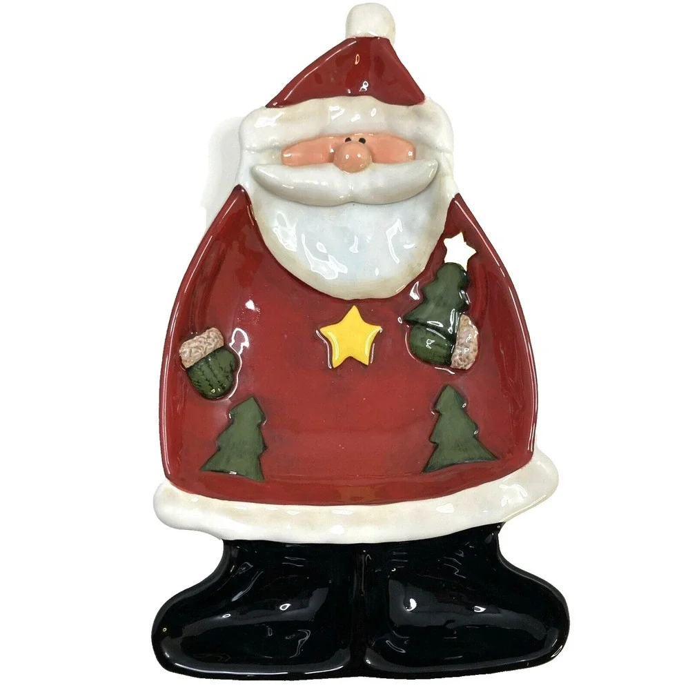 Unique 3D Christmas Full Body Santa Claus Serve Platter 3 Section Ceramic 13